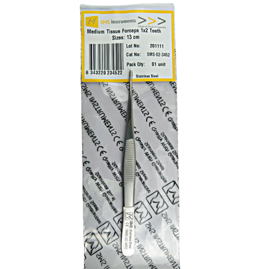 Medium Tissue Forceps 1X2 Teeth  13 cm