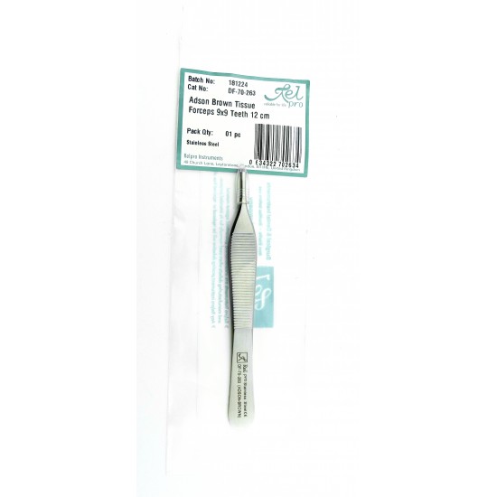 Adson Brown Tissue Forceps 9x9 Teeth 120 mm