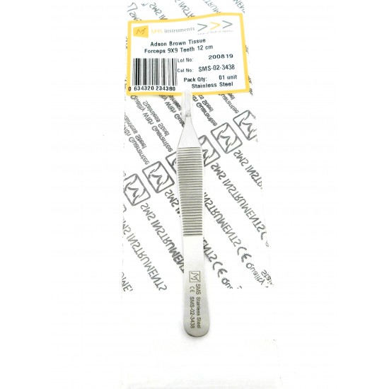 Adson Brown Tissue Forceps 9X9 Teeth 12 cm
