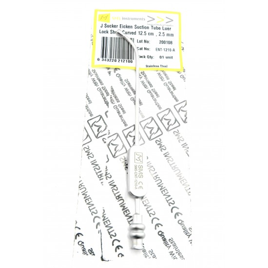 J Sucker Eicken Suction Short Curved 12.5 cm Diam 2.5 mm