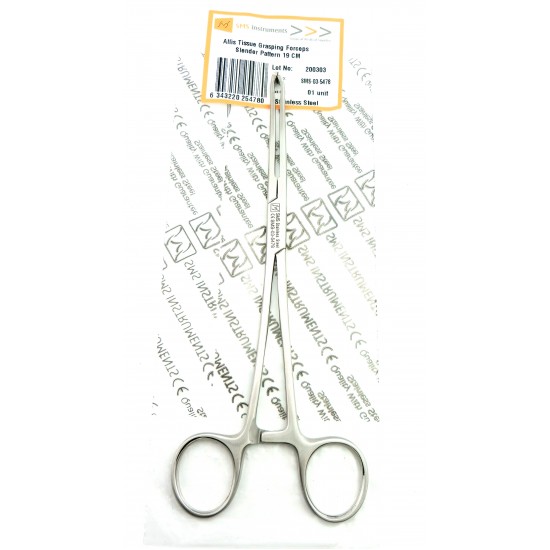Allis Tissue Forceps, Slender Pattern Straight (5×6 Teeth) 19 cm