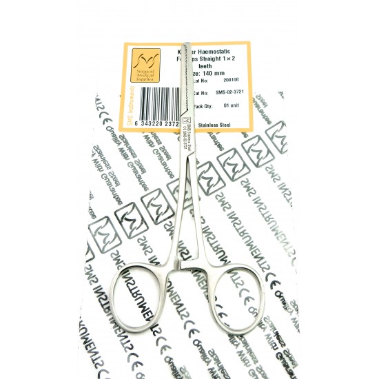Kocher Haemostatic Forceps Straight (1x2 teeth) 14 cm