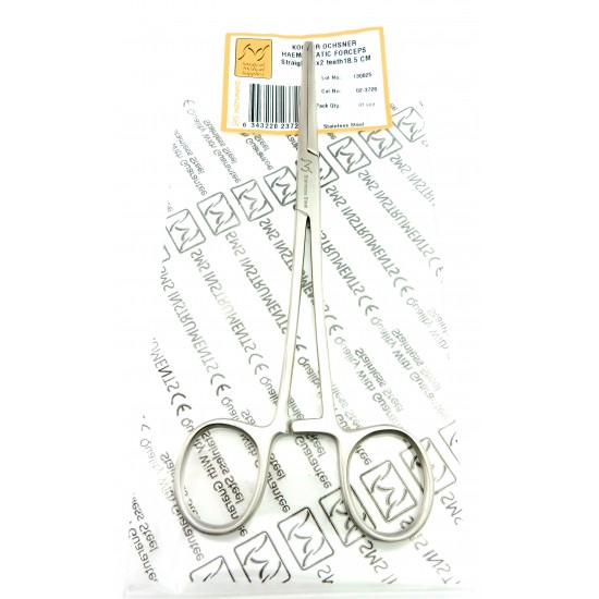 Kocher Haemostatic Forceps Straight 1x2 teeth 18.5 cm