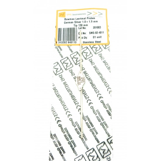 Bowman Lacrimal Probes German Silver 1.8+1.9 mm Tip 130 mm