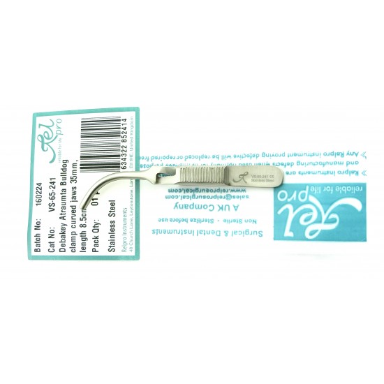 Debakey Atraumatic Bulldog clamps curved 8.5cm