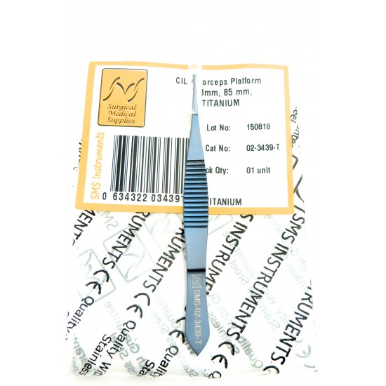 Cilia Forceps Platform 1x3mm Titanium 85 mm