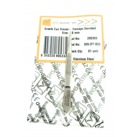 Graefe Eye Dressing Forceps Serrated 100 mm