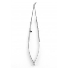 Micro Scissors Flat Spring Handle Angled 18 cm Stainless Steel