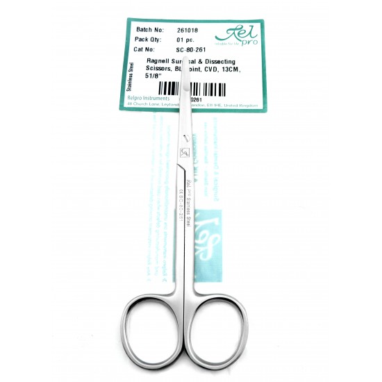 Ragness Surgical Dissecting Scissors Blunt Curved 13 cm