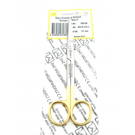 Mayo Dissecting Scissors Straight Tungsten Carbide 15.5 cm TC